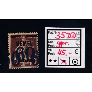 Memel 1921 Mi. Nr. 35 DD  * gestempelt/ geprüft/Befund