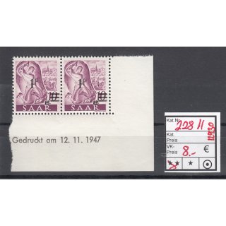 Saarland 1947 Mi. Nr. 228 II Br **   (Druckdatum)