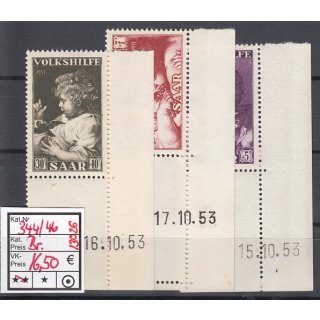 Saarland 1953 Mi. Nr. 344-46 Br **   (Druckdatum)