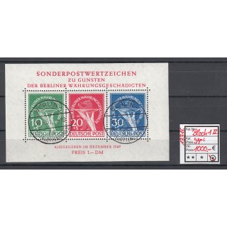 Berlin 1949, Mich.-Nr.:Block 1 II gestempelt  Plattenfehler II geprüft  Attest