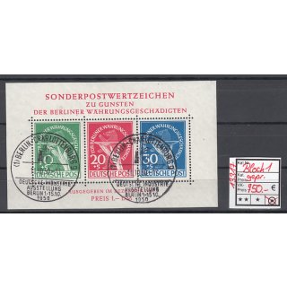 Berlin 1949, Mich.-Nr.:Block 1 gestempelt LUXUS+gummi gepr./Attest