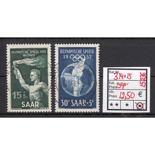 Saarland 1952 Mi. Nr. 314+15 Gestempel geprüft
