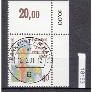 Bund 1981, Mich.-Nr.: 1089 gestempelt Eckrand KBWZ  Frankfurt
