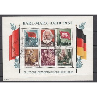 DDR 1953, Mich.-Nr.: 386-91 Block 8 A gestempelt