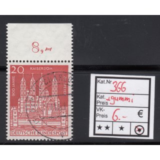 Bund 1961, Mich.-Nr.: 366 LUXUS Gestempelt + Gummi  Berlin-Charlottenburg