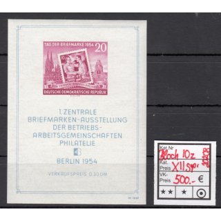 DDR 1954, Mich.-Nr.: 445 B Block 10 z X II **  geprüft/Attest