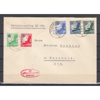 DR 1934, Mich.-Nr.: 529-32 + 535 Zeppelinbrief