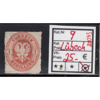 AD Lübeck 1863, Mich.-Nr.: 9 gestempelt mängel