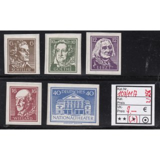 SBZ  1945 Mi.-Nr.:107-11 A (*) Einzelmarken aus Block 3 A