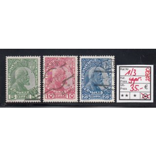 Liechtenstein 1912 : Mi.-Nr.:1-3 x gestempelt geprüft