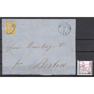 AD Oldenburg 1861, Mich.-Nr.: 14 gestempelt auf Brief   geprüft/Attest