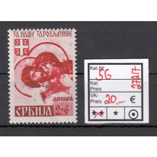 Serbien 1941, Mi.-Nr. 56 A II **  Steckerzeichen
