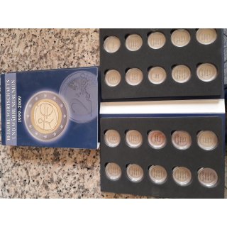 Lindner 2 Euro Sammelalbum mit Kapseln für Münzen 10 Jahre Währungsunion 99 - 09