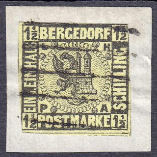 AD Bergedorf 1861, Mich.-Nr.: 3 gestempelt   geprüft