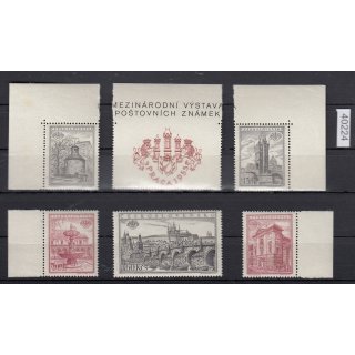 Tschechoslowakei 1955, Mich.-Nr.: 934-38 A ** Einzelmarken aus Block 16 A