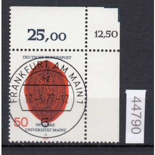 Bund 1977, Mich.-Nr.: 938 gestempelt Eckrand KBWZ  Frankfurt