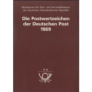 DDR 1989, Mich.-Nr.:  **  Komplettes Jahrbuch mit Marken, Blöcken, KLB, Ganzsachen