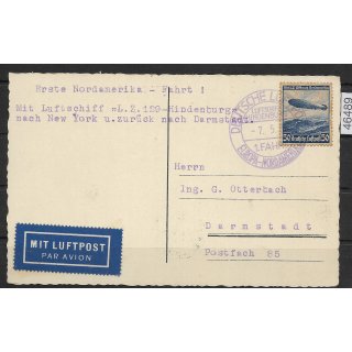 DR Zeppelinpost 1936 Mi. 606 Einzelfrankatur, Nordamerikafahrt