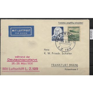 DR Zeppelinpost 1936 Mi. Mischfrankatur, Deutschlandfahrt Bordpost