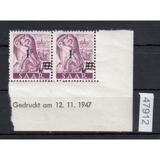 Saarland 1947 Mi. Nr. 228 II Br **   (Druckdatum)