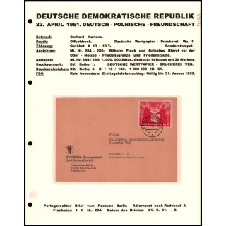 DDR 1951, Mich.-Nr.: 284  Einzelfrankatur gelaufen  Berlin Adlerhorst + Radebeul