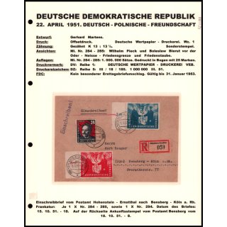 DDR 1951, Mich.-Nr.: 284+85  gelaufen  Hohenstein - Bensburg