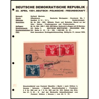 DDR 1951, Mich.-Nr.: 284+85  gelaufen  Wandlitz - Ottikon  Schweiz
