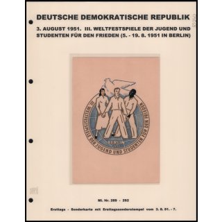 DDR 1951, Mich.-Nr.: 289-92  gestempelt  auf amtl. Faltkarte