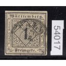 AD Württemberg 1851, Mich.-Nr.: 1 a Type II gestempelt  geprüft
