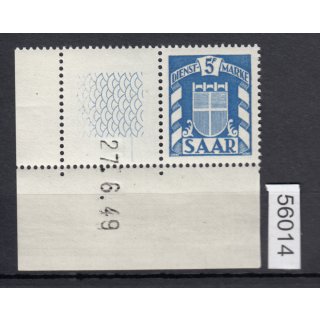 Saarland  1949 Mi. Nr. 37 Br **  (Dienstmarken)