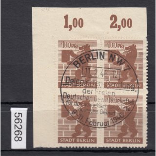 SBZ  1945 Mi.-Nr.:   4 B Eckrand 4er.-Block gestempelt geprüft