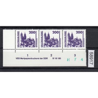 DDR 1990, Mich.-Nr.: 3351 ** DV 1    Eckrand  Druckvermerk