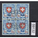 Schweiz 1924 : Mi.-Nr.:196 y  gestempelt+gummi  4er.-Block