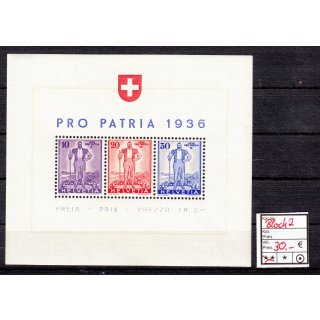 Schweiz 1936 : Mi.-Nr.:Block 2 **